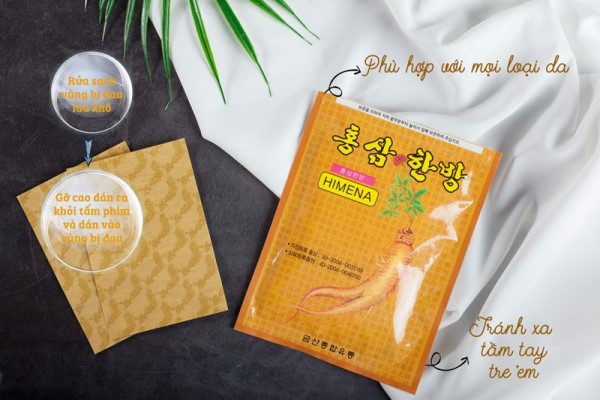Cao dán hồng sâm Hàn Quốc màu vàng x 10 túi giúp giãn cơ, giảm đau